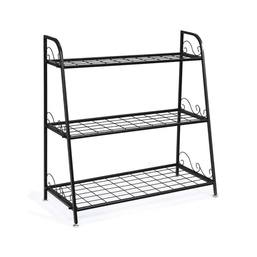 Pefilos - 3-Tier Metal Plant Stand Shelf Display Rack for Plants Shoes Flower Pot, Flower Pot Stand for Planter Corner Garden - Black
