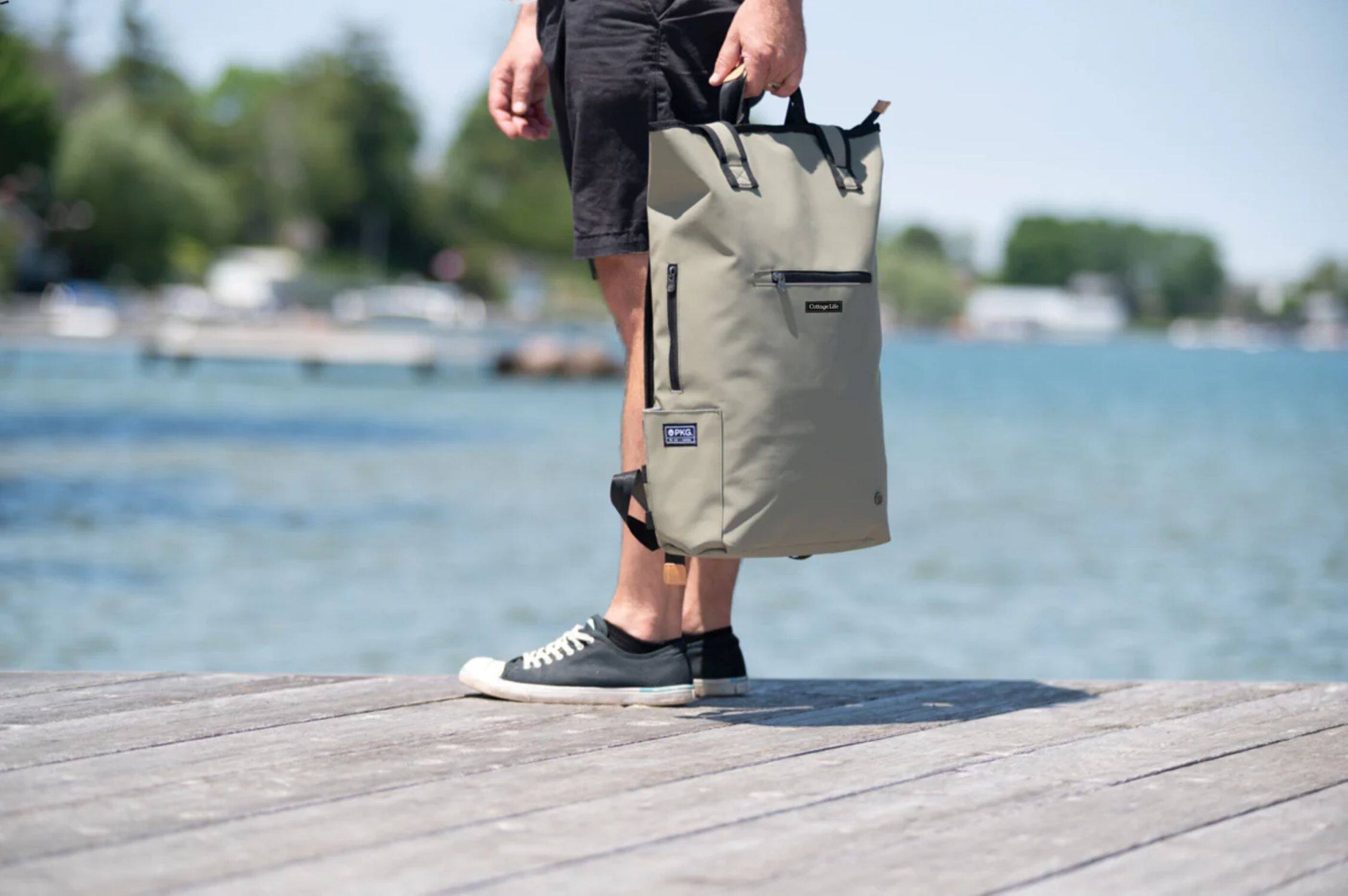 Alt View 2. PKG - Liberty Recycled Tote Backpack - Tranquil Green.