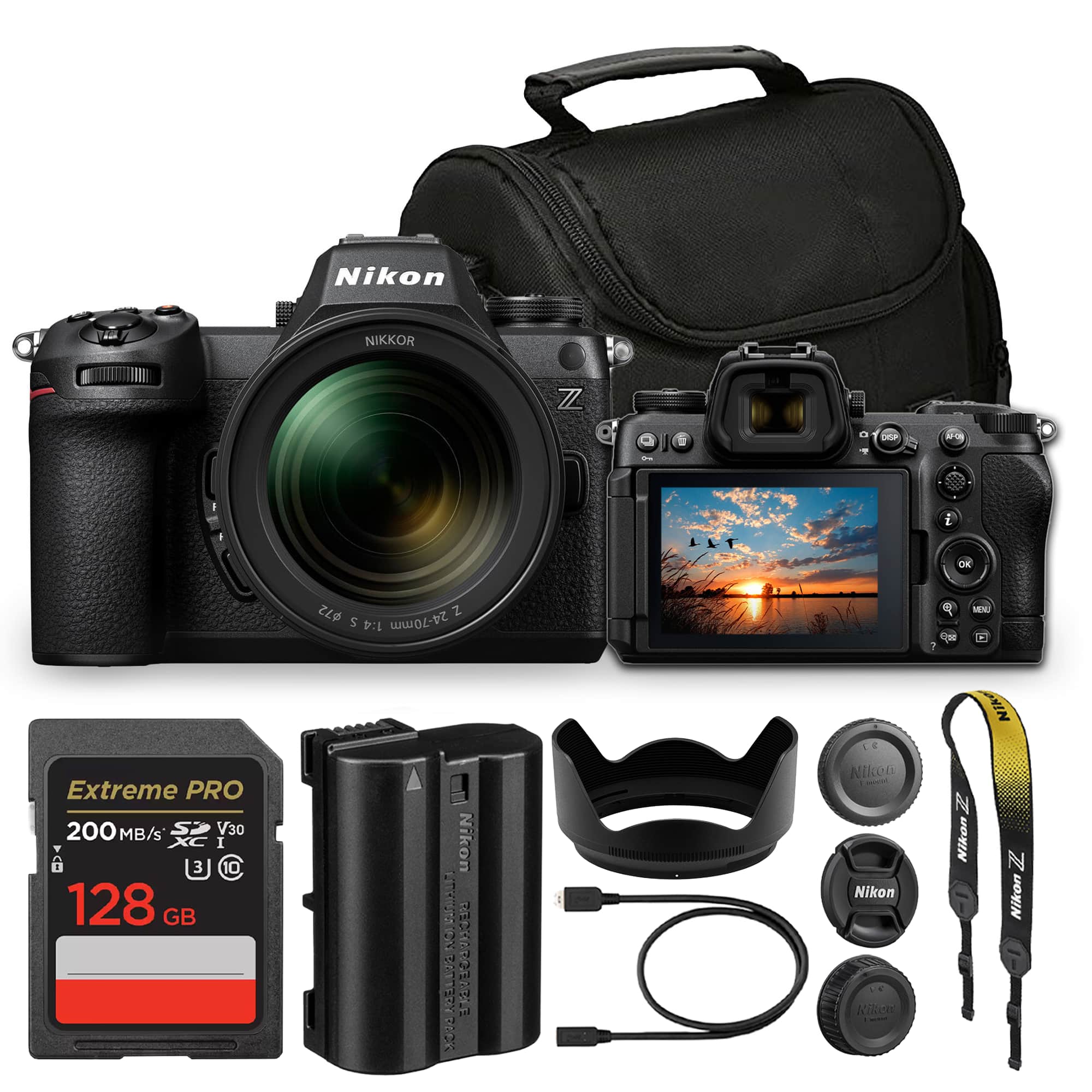 Nikon - Z6 III Mirrorless Camera with 24-70mm f/4 S Lens Bundle With Bag + 128GB Memory Card - Black
