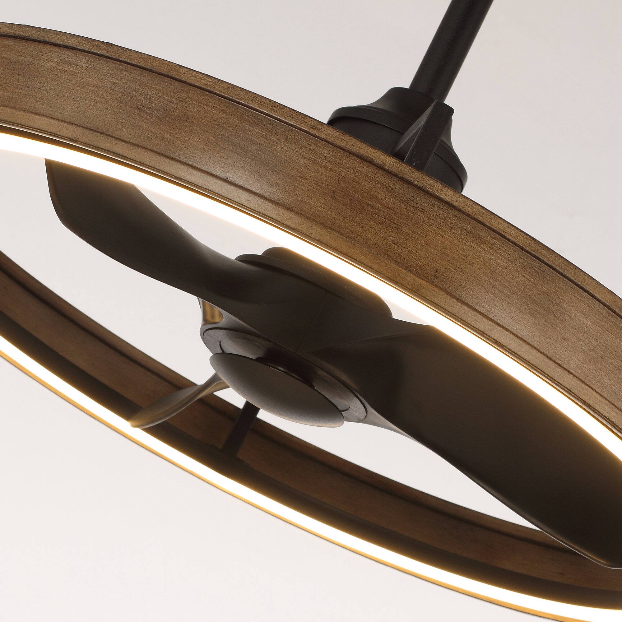 Alt View 8. Parrot Uncle - 27" Farmhouse Brown LED Ceiling Fan with Remote Control - Brown.