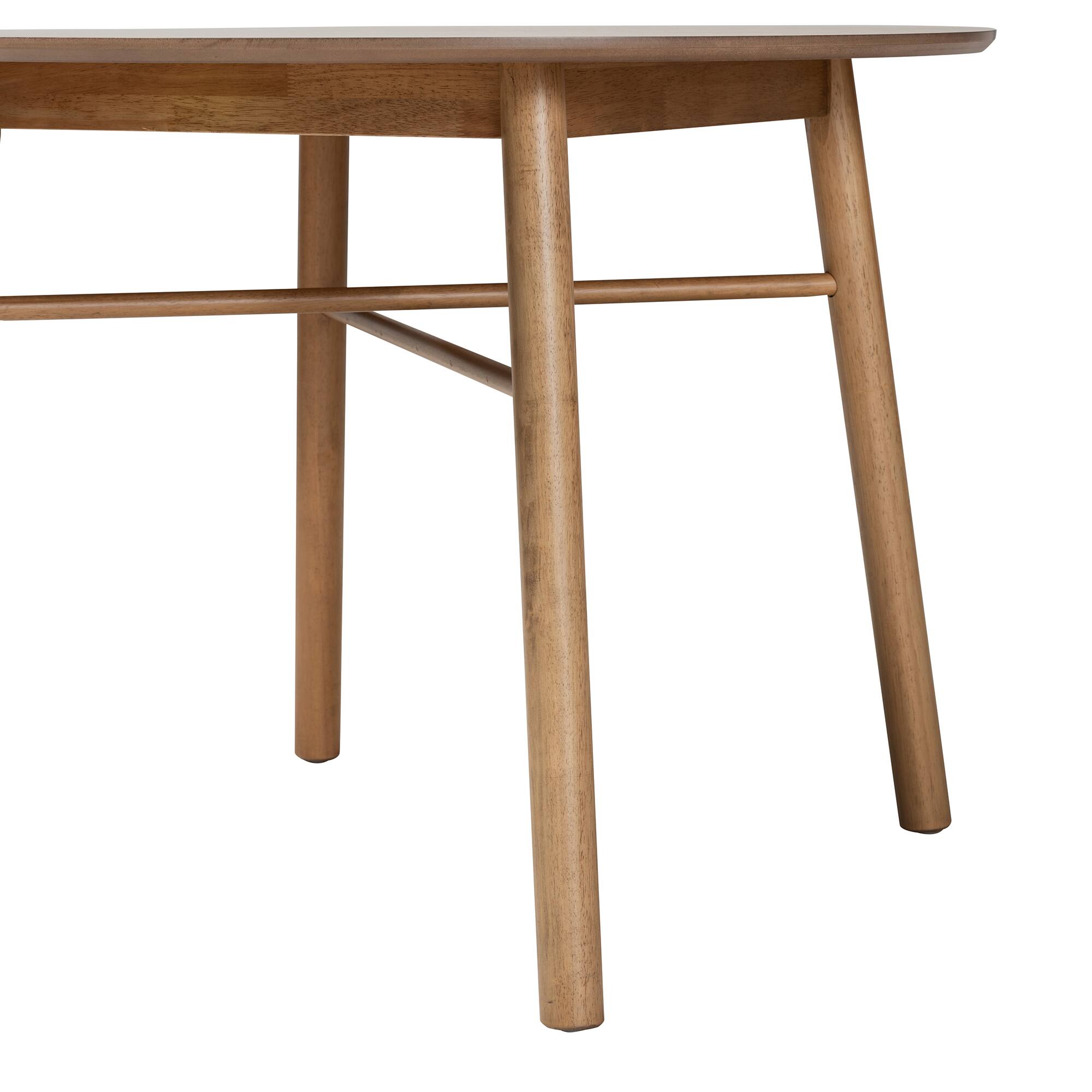 Left. Baxton Studio - Denmark Mid-Century Modern French Finished Rubberwood Dining Table - Oak Brown.