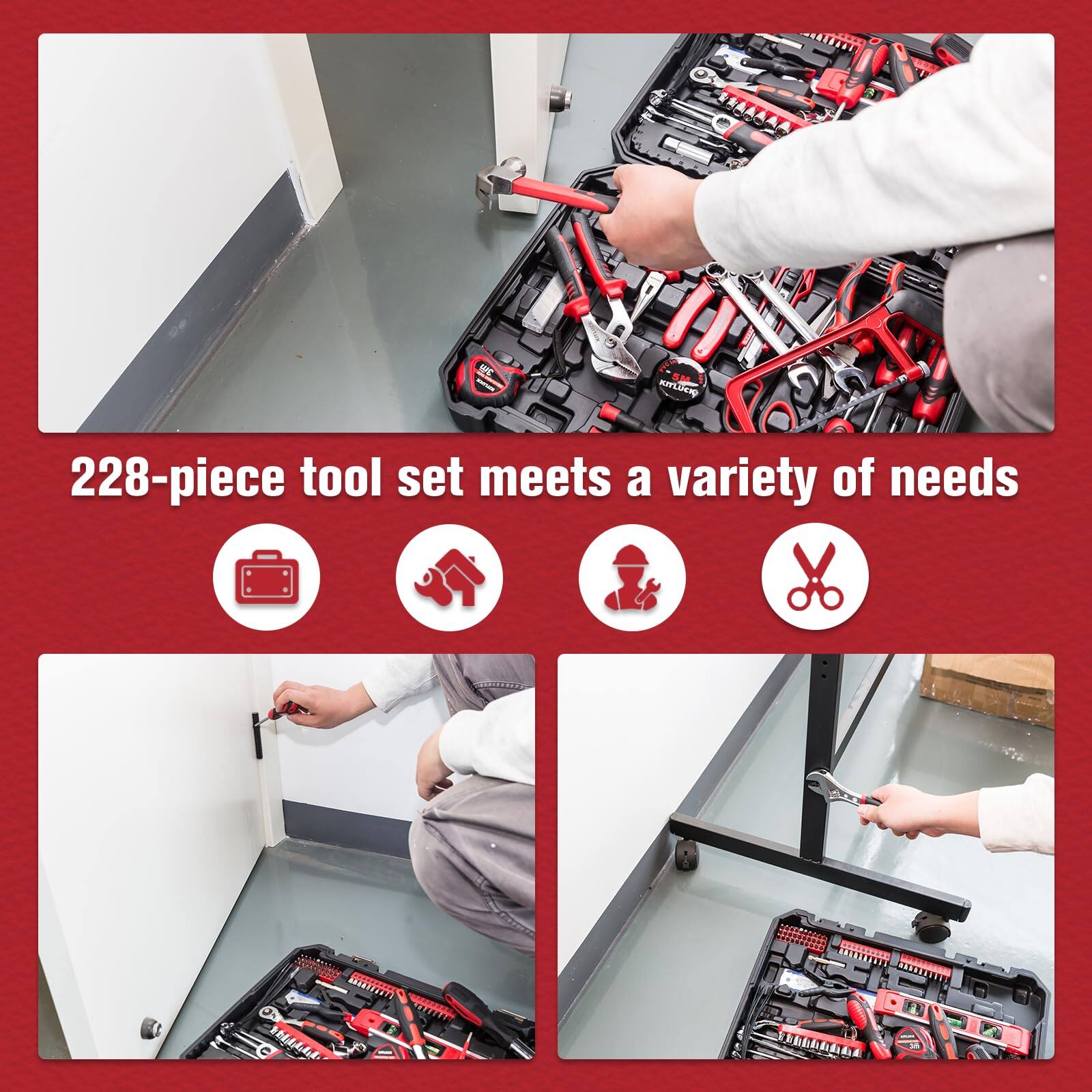 228-piece tool set meets a variety of needs