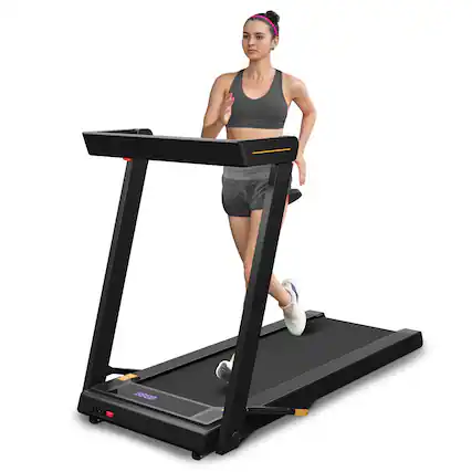 Front. Brick Attic - 350LBS Treadmill with Incline, Portable Folding Walking Pad for Home, 3.0HP Low-Noise LED Display Running Machine - Black.