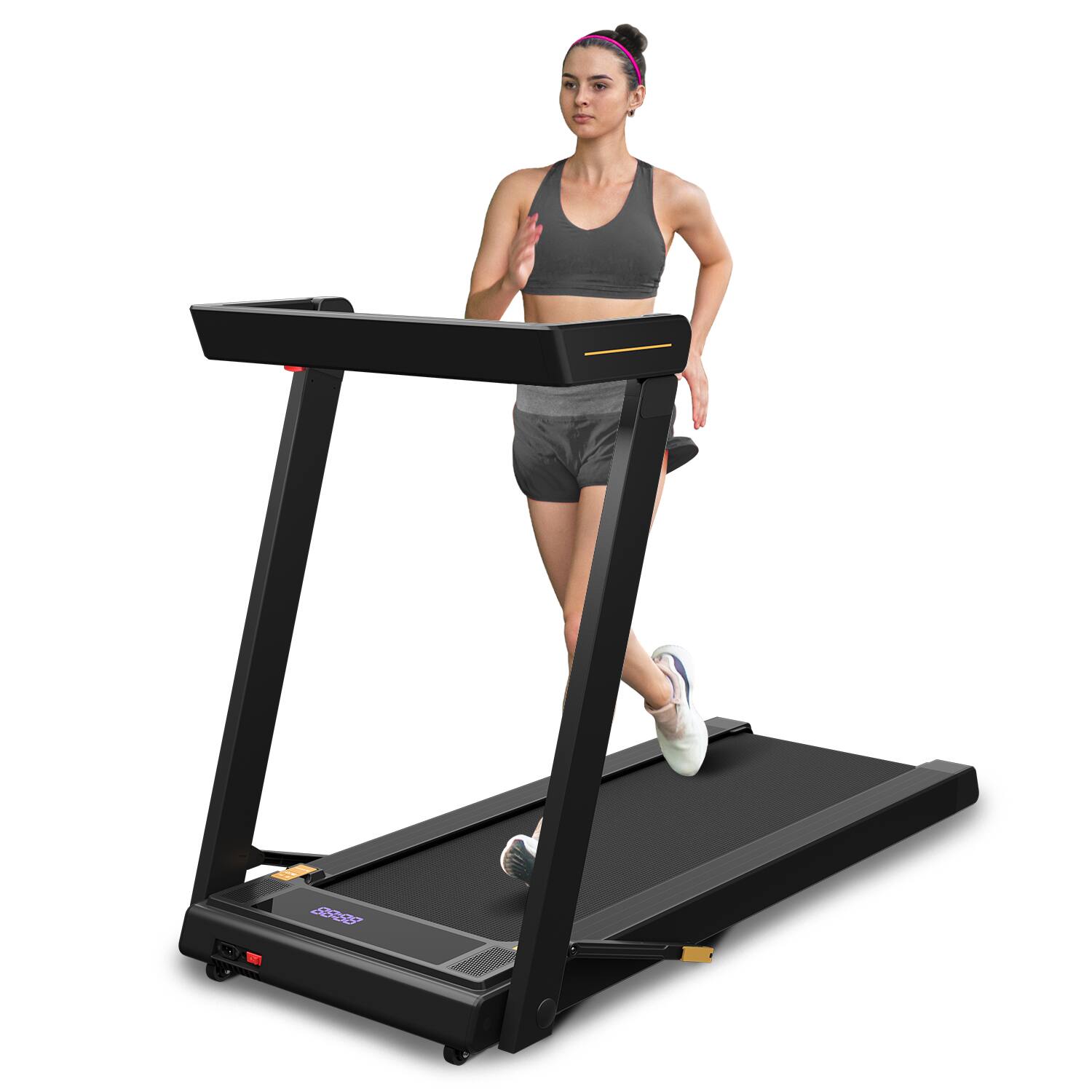 Front. Brick Attic - 350LBS Treadmill with Incline, Portable Folding Walking Pad for Home, 3.0HP Low-Noise LED Display Running Machine - Black.