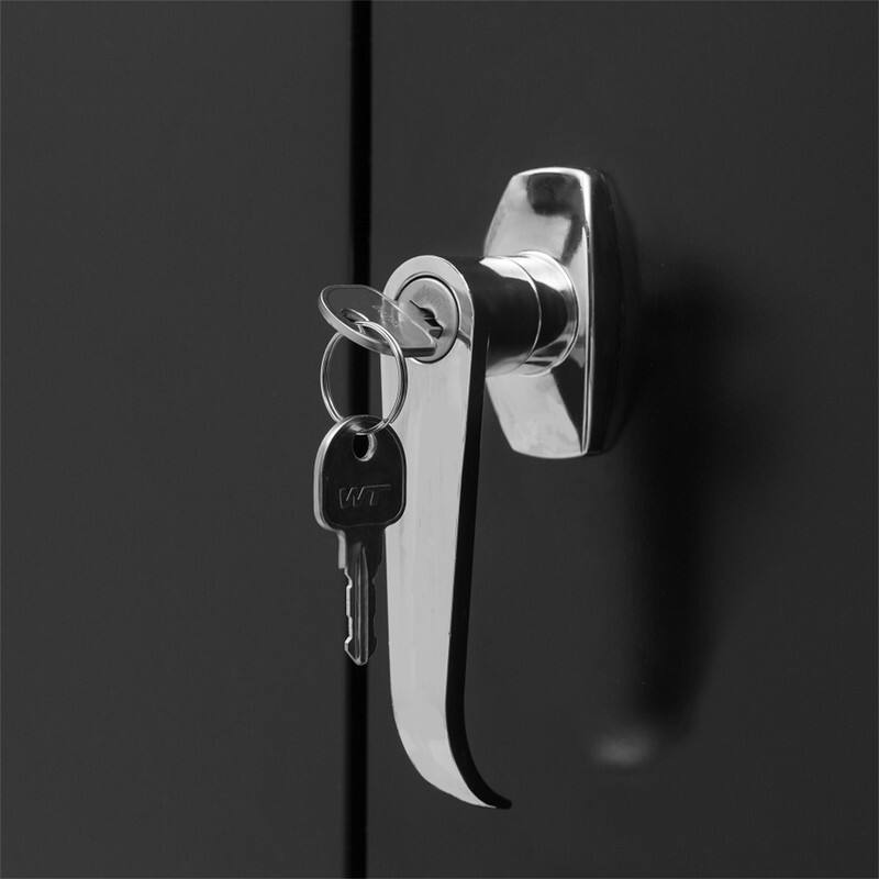 Alt View 5. HTUTWOO - Steel Storage Cabinet - Locking Storage Cabinet with 2 Door and 5 Adjustable Shelves Garage Storage Cabinet for Home - Black.