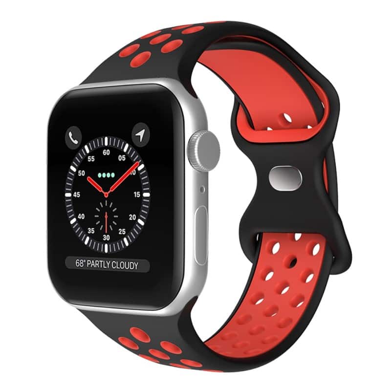 StrapsCo - ColorBlock Active Strap Silicone Rubber Watch Band For Apple Watch - 44mm/45mm/46mm/49mm/Ultra (Medium-Long) - Black & Red price history on PriceWatchPro