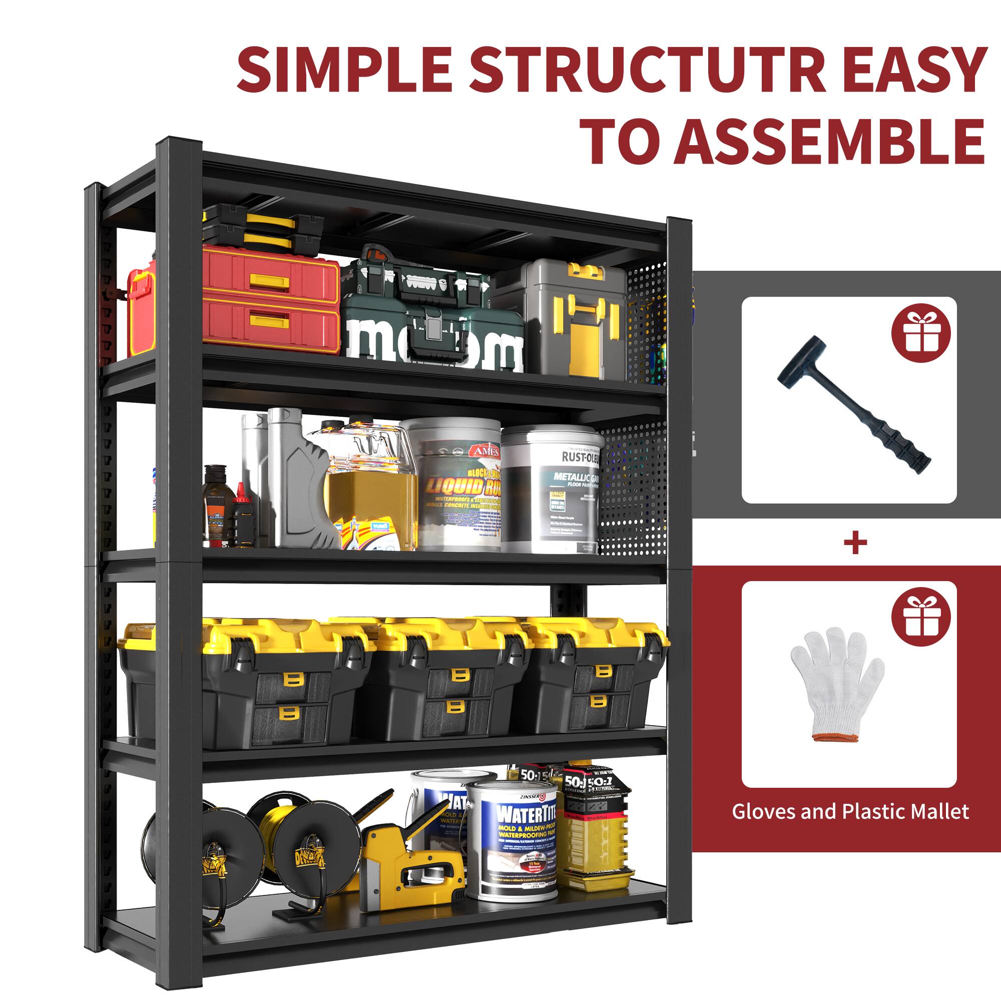 SIMPLE STRUCTURE EASY TO ASSEMBLE

Gloves and Plastic Mallet