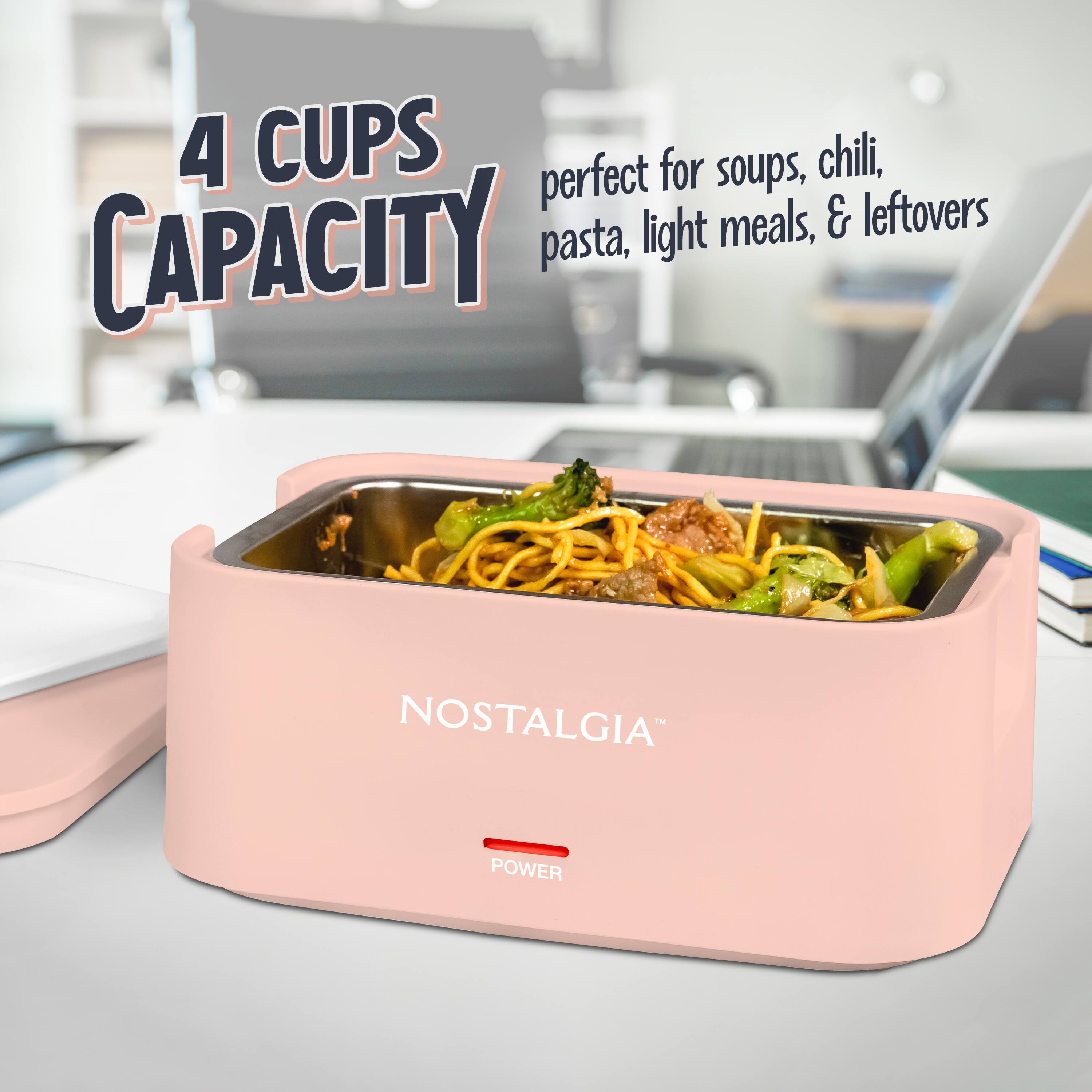 4 CUPS CAPACITY  
perfect for soups, chili, pasta, light meals, & leftovers  
NOSTALGIA™  
POWER