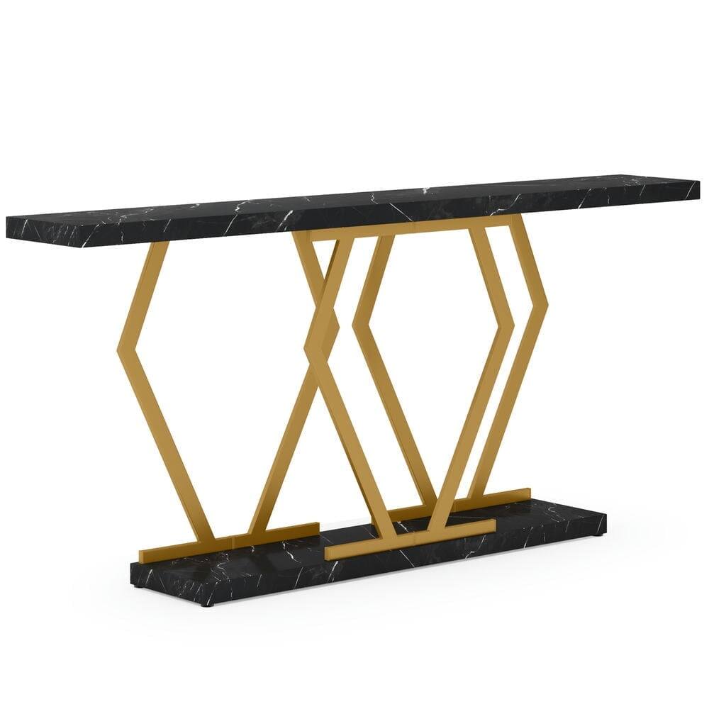 Front. Kadyn - Entryway Table, Console Sofa Table,70.9" Console Table, Modern Sofa Table with Faux Marble Tabletop,Faux Marble Black - Black.