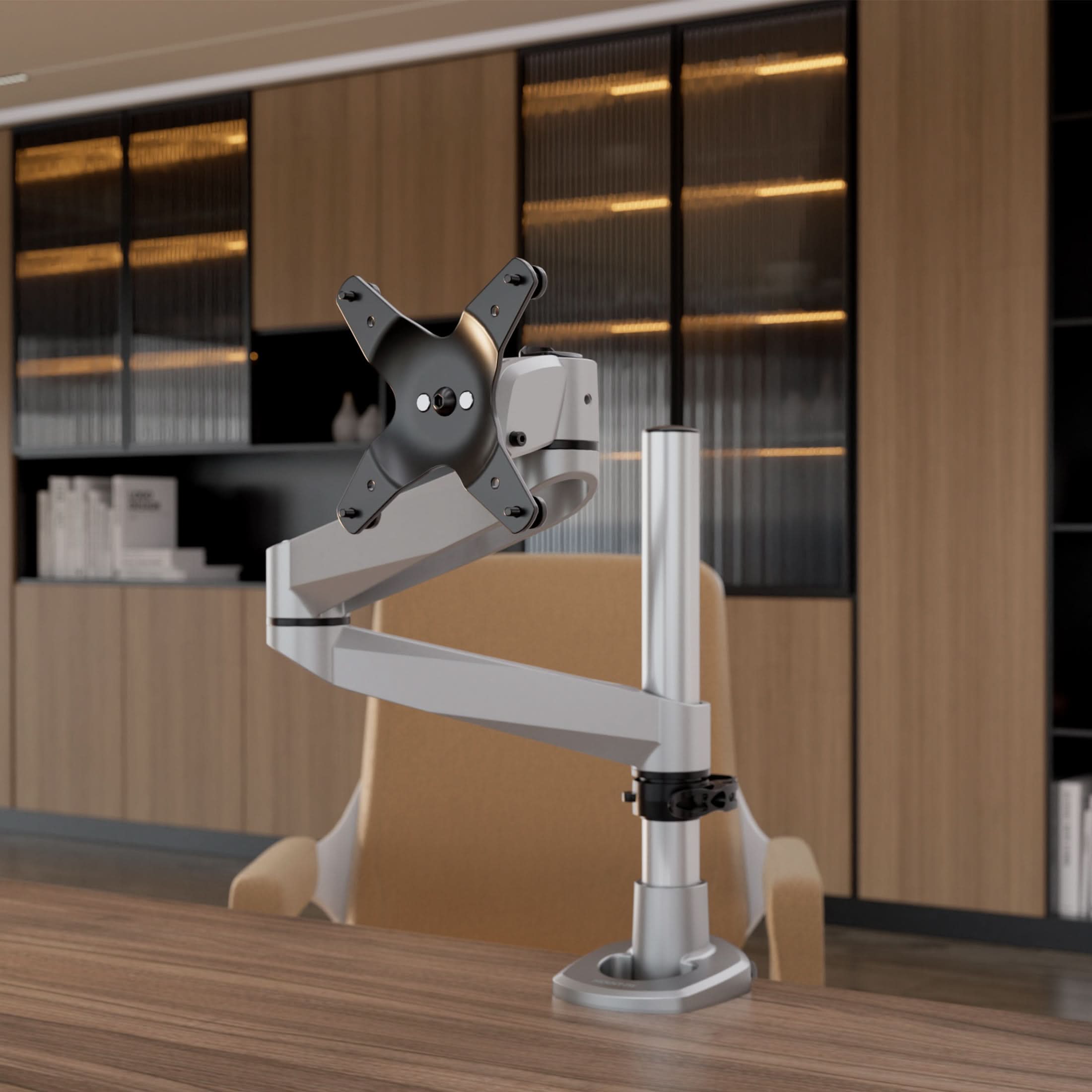 Alt View 5. Mount-It! - CLiX Series Full Motion Single Monitor Desk Mount Up to 34", Silver - Silver.