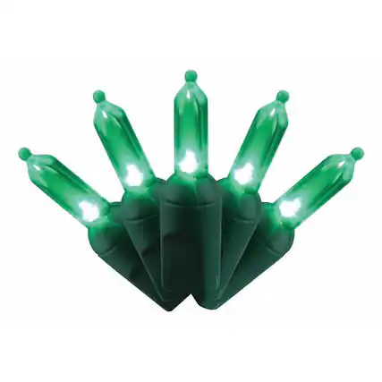 Front. Celebrations - Platinum LED T5 Green 50 ct String Christmas Lights 25 ft. - Green.