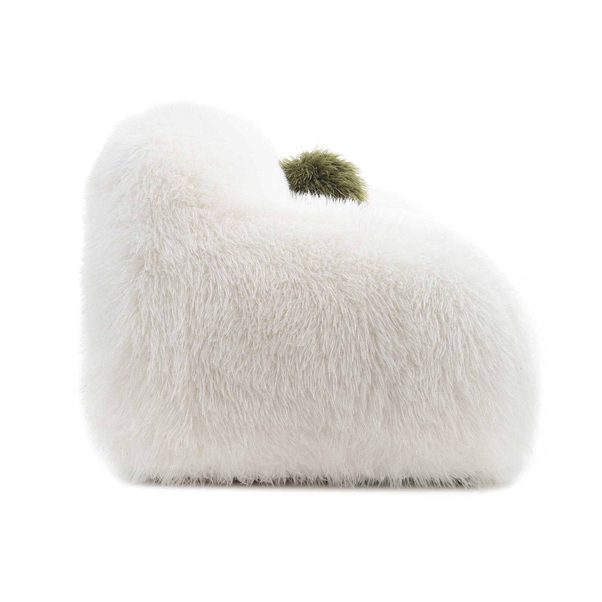 Alt View 1. Vaczon - 3-Seater Plush Faux Fur Sofa with Soft Long Pile and Luxurious Comfort for Living Rooms or Apartments - White.