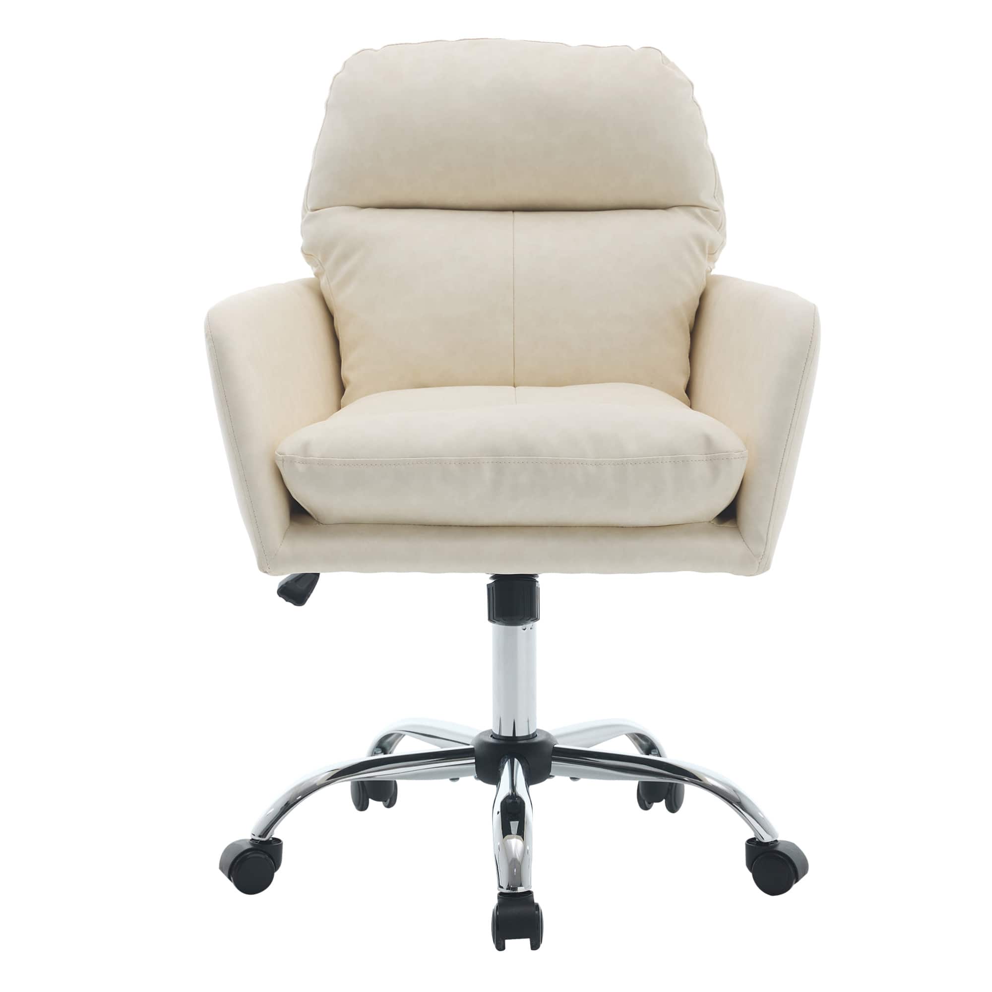 GOODSILO - Ergonomic Executive Office Chair with Adjustable Height and PU Leather Upholstery - White