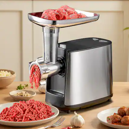 Front. KEINVE - 3000W Max Heavy Duty Electric Meat Grinder with Sausage Stuffer Maker & Kubbe Kit (Silve&Black) - Black.