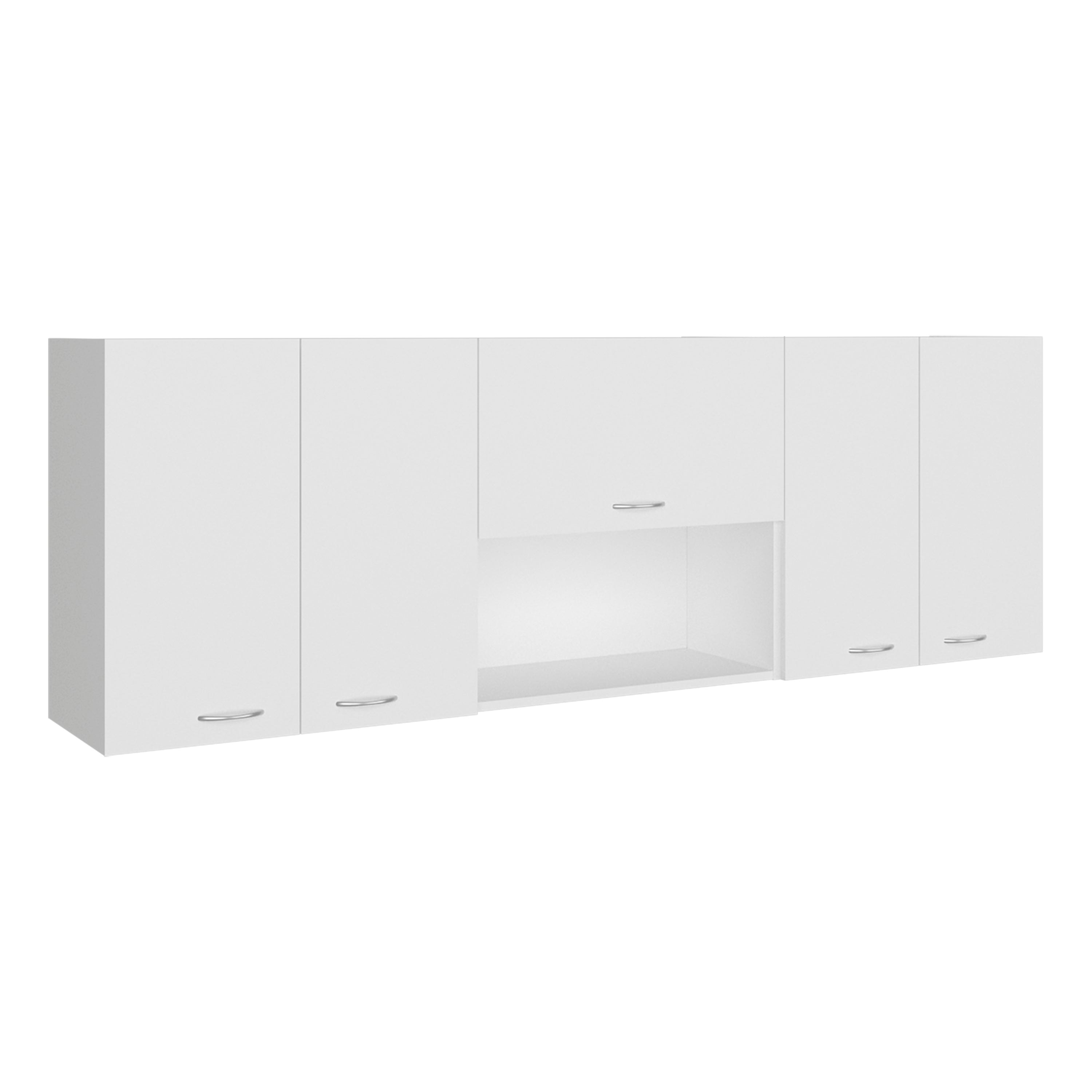 Front. TuHome - Tuhome Ely Wall-Mounted Kitchen 5-Door Cabinet with Interior Storage Shelves and Open Middle Shelf - White.