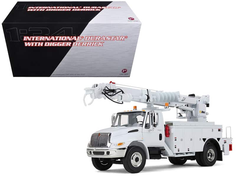 First Gear - 1/34 Diecast International DuraStar Truck with Altec Digger Derrick Body in White Model - Multi