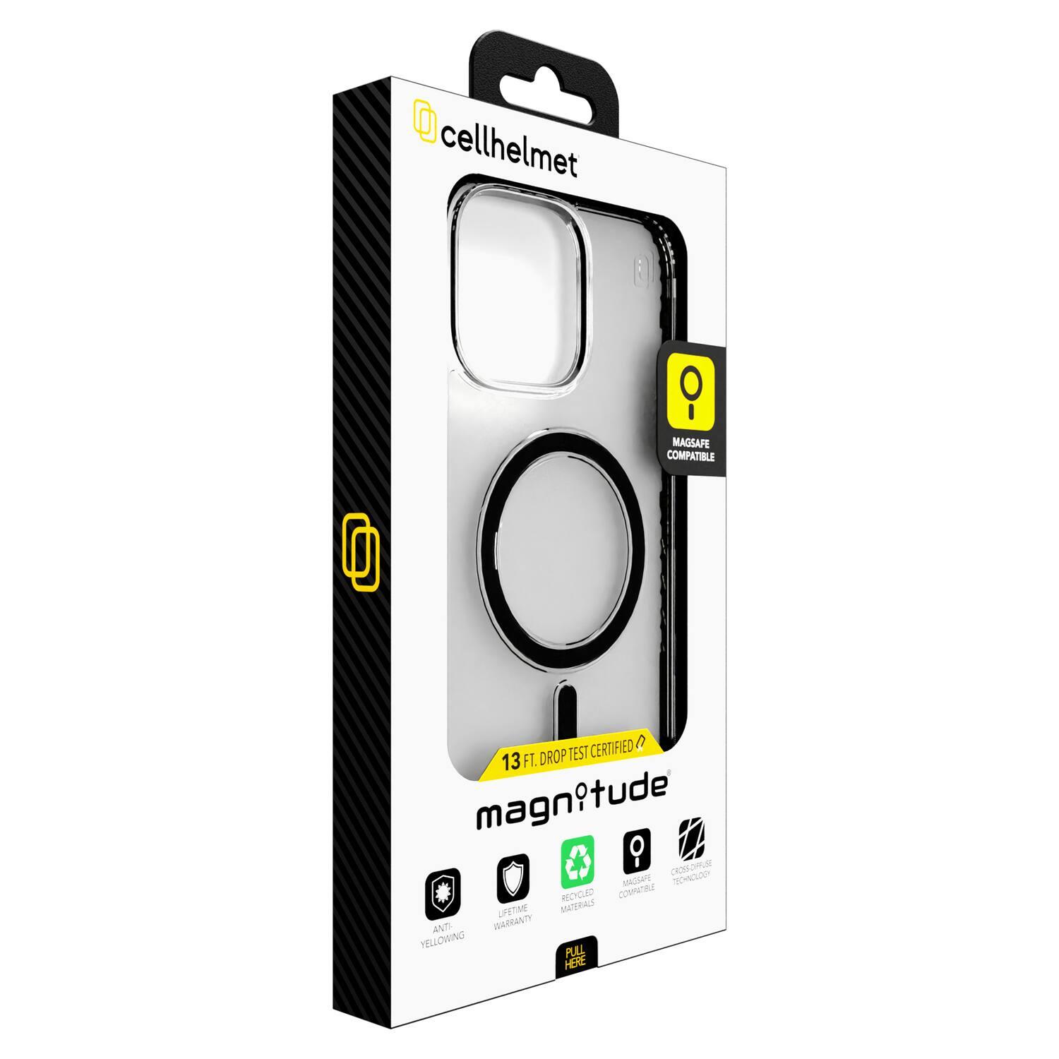 cellhelmet  
MAGSAFE COMPATIBLE  
13 FT. DROP TEST CERTIFIED  
magnitude  
CA25S-O  
MCsaT  
SECHNCECON  
RECYCLED MATERIALS  
COMPATIBLE  
FIT  
WARRANTY  
YELLOWING  
HERE