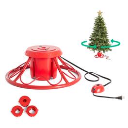 Home Heritage - 1-1.75" Artificial Christmas Tree Base Rotating Metal Stand - Red