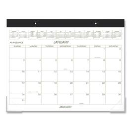 AT-A-GLANCE - Two Color Desk Pad 21.75 x 17 White Sheets Black Binding Clear Corners 12 Month Jan to Dec 2026