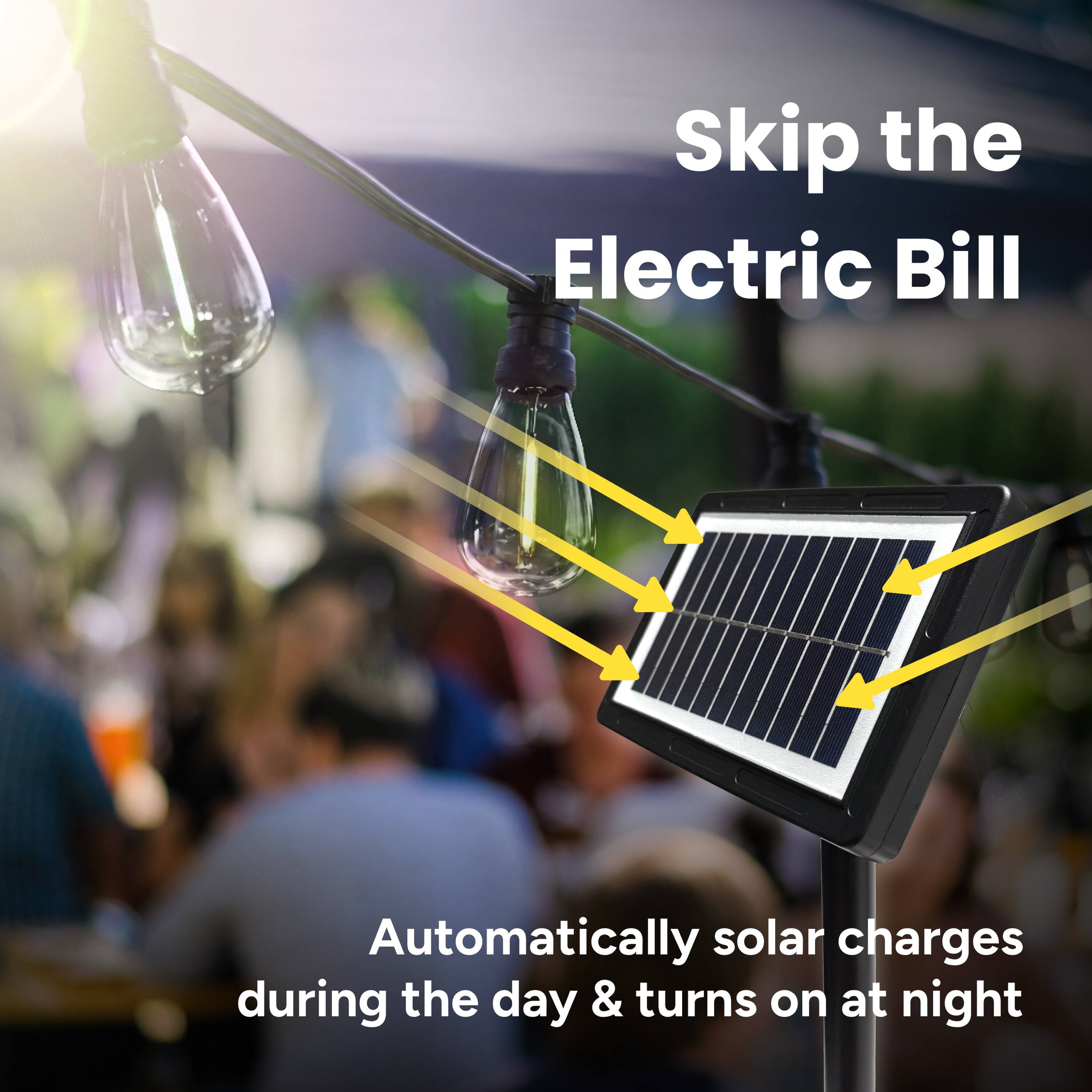 Skip the Electric Bill

Automatically solar charges during the day & turns on at night