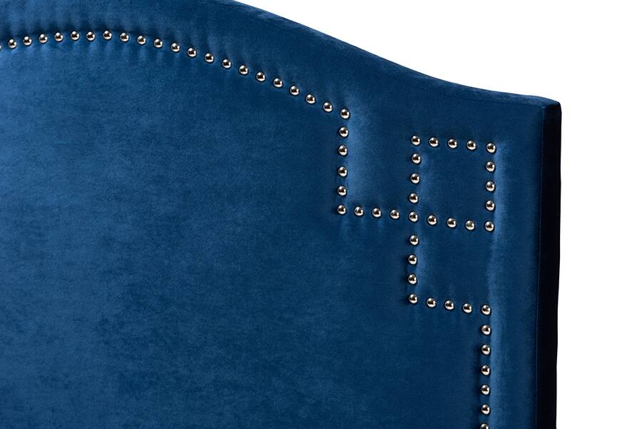Left. Baxton Studio - Aubrey Modern and Contemporary Velvet Fabric Upholstered Twin Size Headboard - Royal Blue.