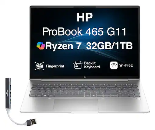HP ProBook 465 G11 Ryzen 7 32GB/1TB Fingerprint A Backlit Keyboard Wi-Fi 6E