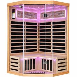 RYHNUYNE - Double Sauna Room, 120 x 120 x 190 cm, Canadian Hemlock Wood, 1935W Carbon Plate Heating, 7 Heating Plates, Starry Sky - Ameican White Oak