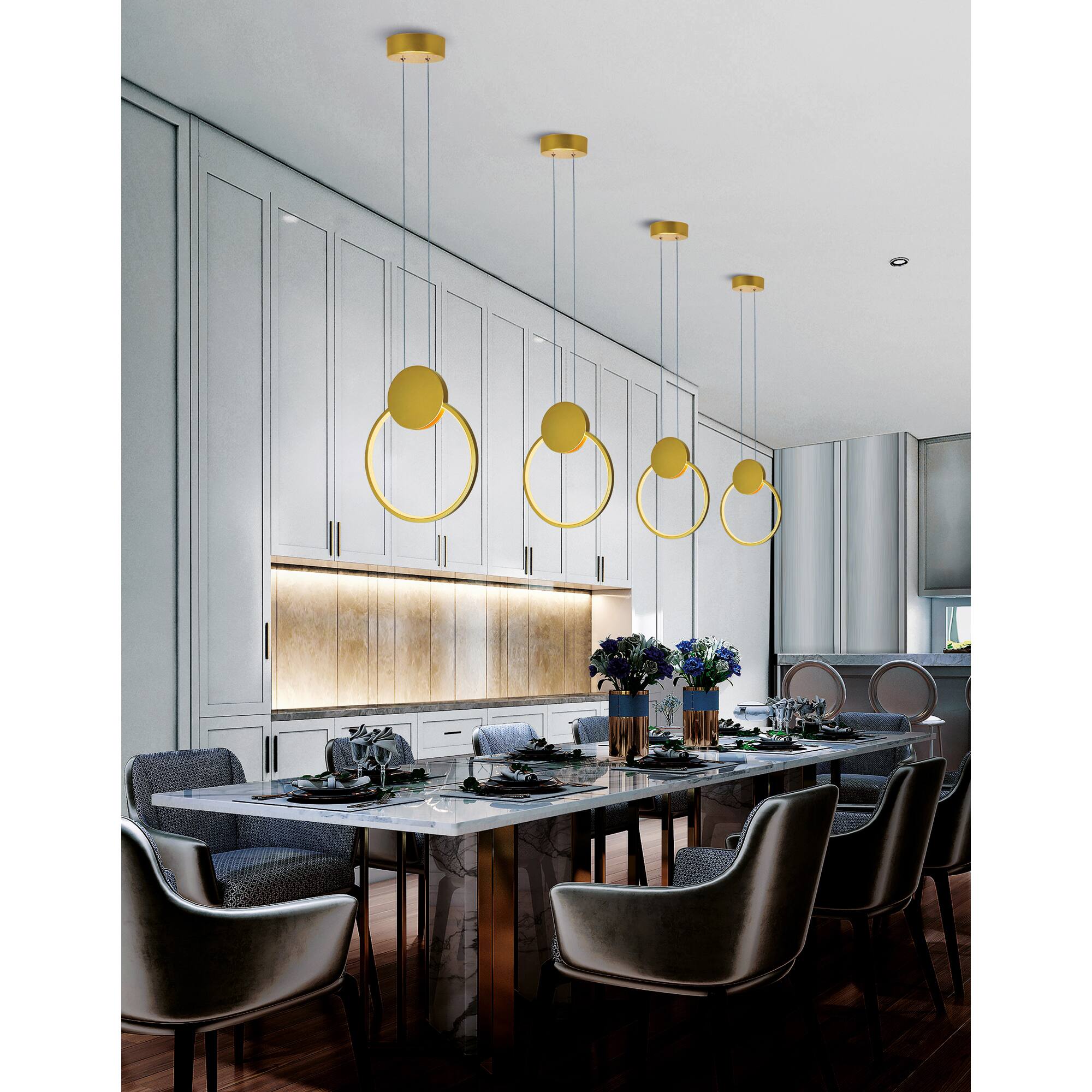 Alt View 2. CWI Lighting - Pulley 8 in LED Satin Gold Mini Pendant - Satin Gold.