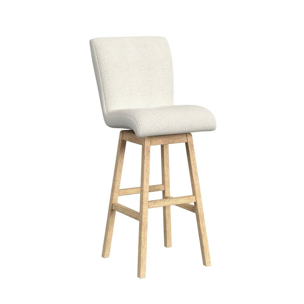 Back. Picket House Furnishings - Cambria UPH Swivel Bar Stool with Beige Boucle in Natural - Tural.