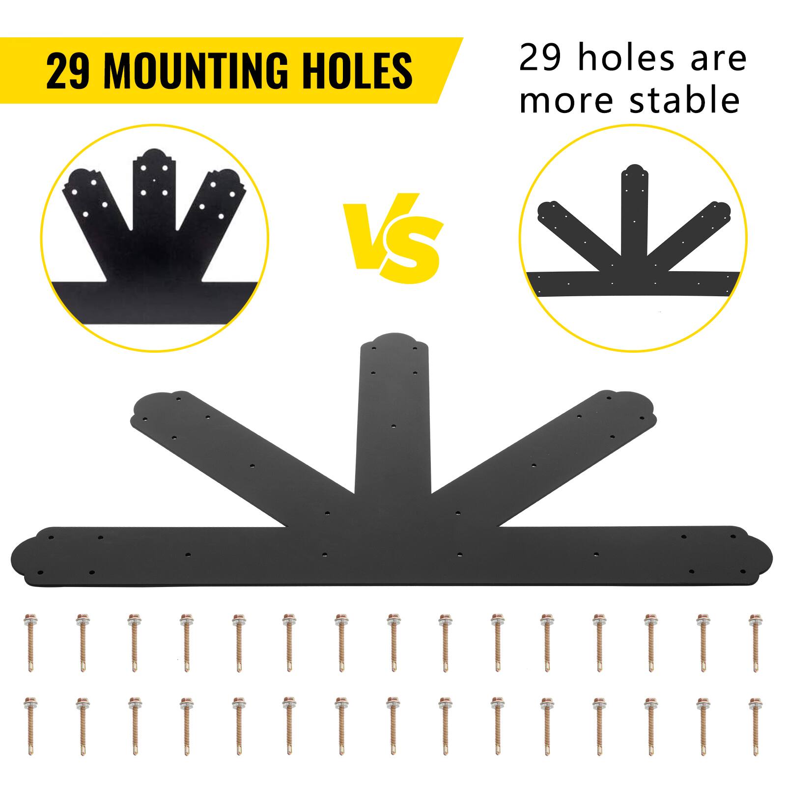 29 MOUNTING HOLES

29 holes are more stable