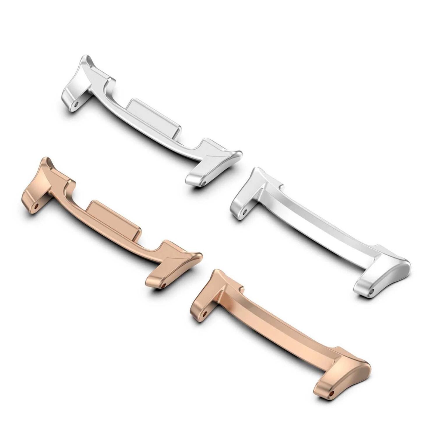 Front. Stock Preferred - 2 Pack Aluminum Metal Watch Band Connector Adapters for Samsung Galaxy Watch 8 40/44mm - RoseGold Silver - RoseGold Silver.