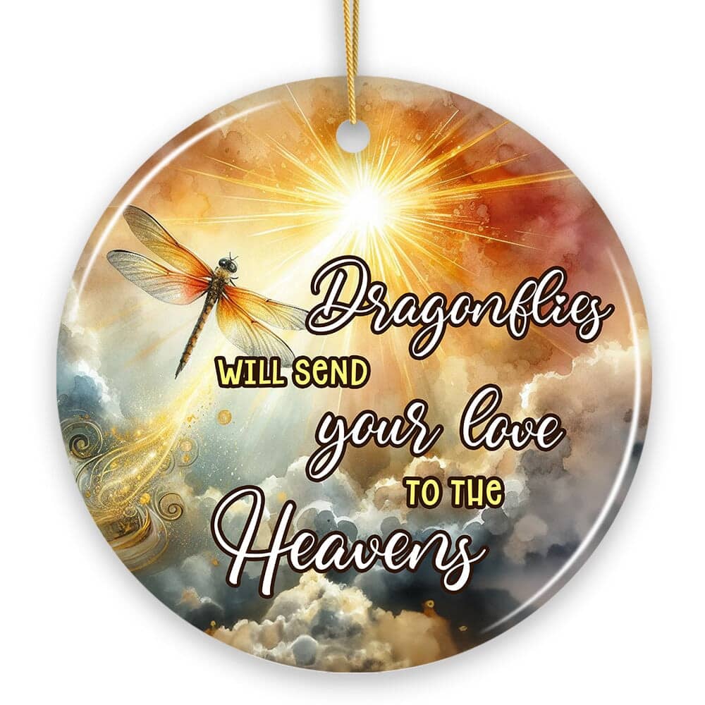 OrnamentallyYou - Dragonflies to the Heavens Quote Ornament Heavenly Christmas Memorial Gift - Multi-colored