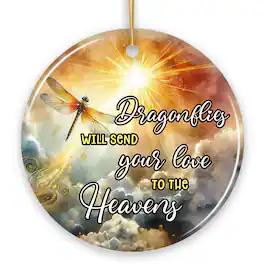 OrnamentallyYou - Dragonflies to the Heavens Quote Ornament Heavenly Christmas Memorial Gift - Multi-colored