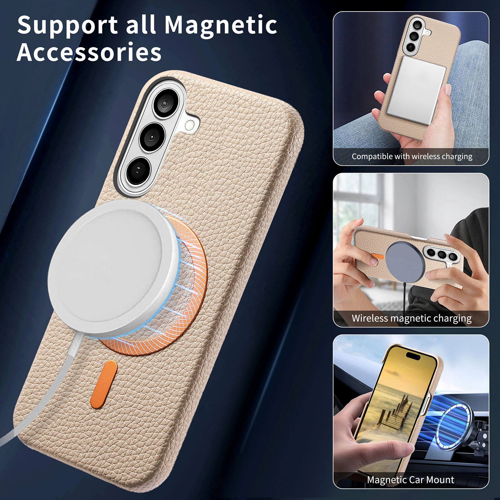 Support all Magnetic Accessories

- Compatible with wireless charging
- Wireless magnetic charging
- Magnetic Car Mount