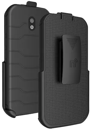 Front. Nakedcellphone - Belt Clip Holster Case with Stand for CAT S42 Phone (and S42 H+) - Black.