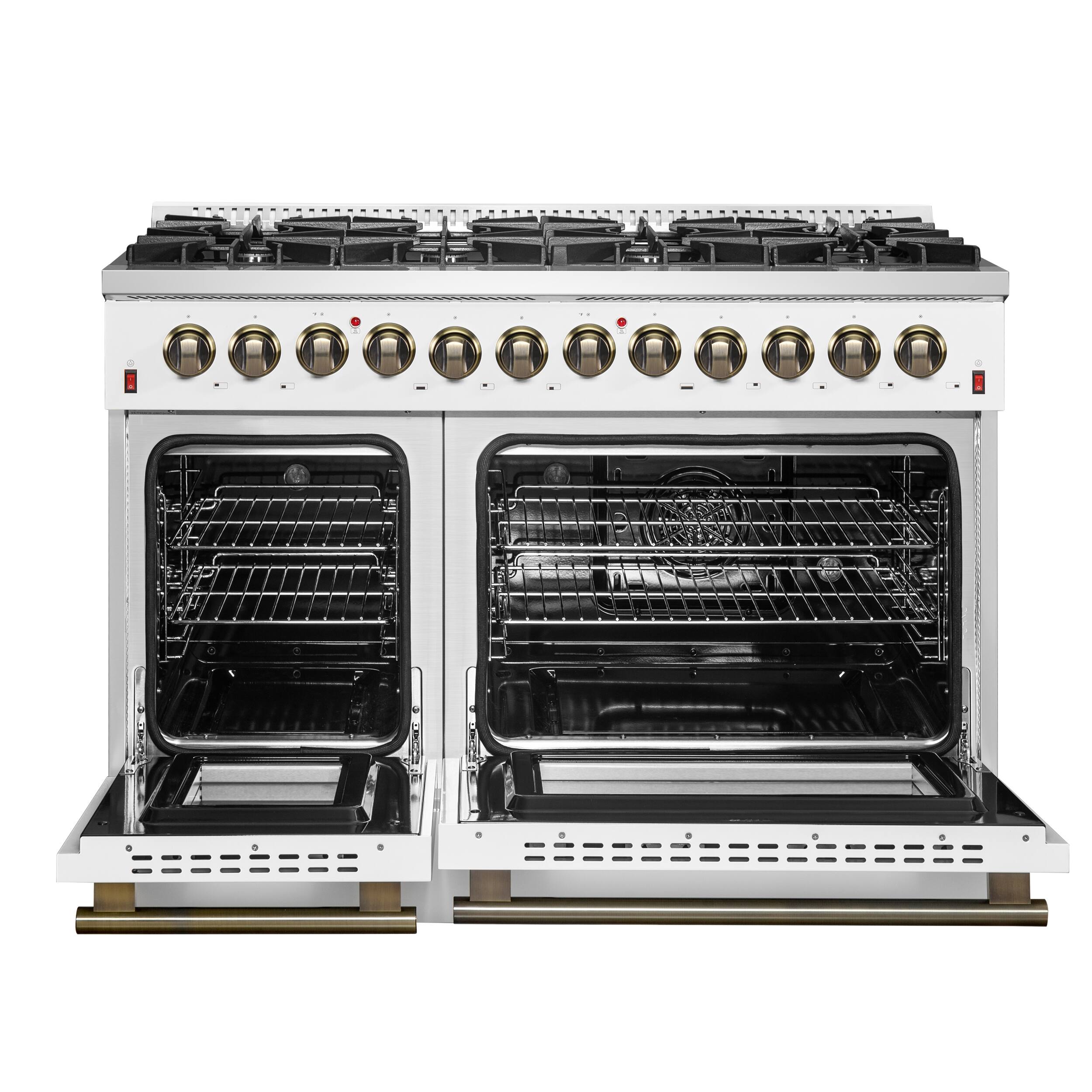 Alt View 1. Forno Appliances - 48 in. Wide 8 Burner Galiano 6.58 Cu. Ft. Freestanding Dual Fuel Range with Convection Oven and Griddle - White Door.