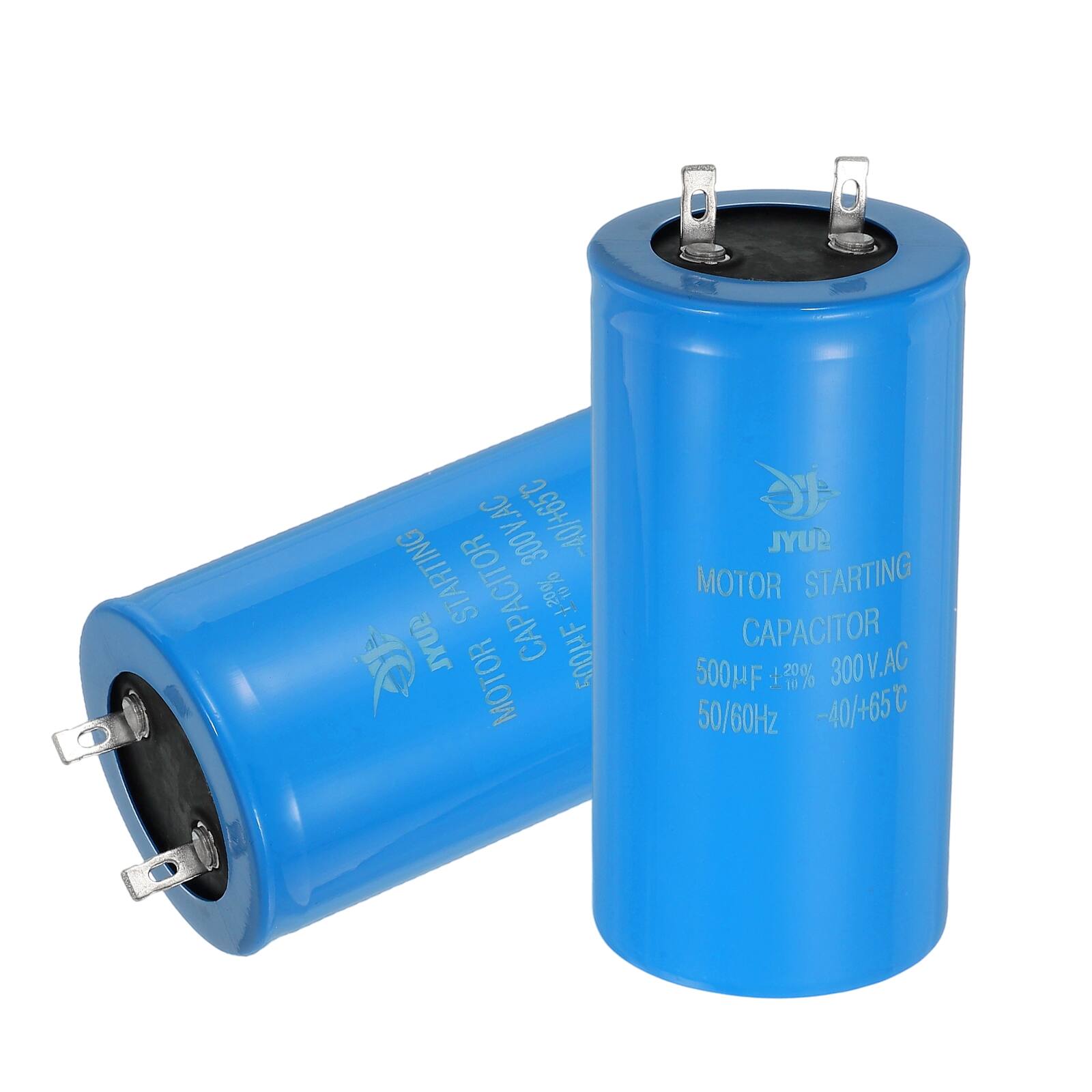 300V.AC 2.99+/0b- STARTING CAPACITOR % JYUB 500HF MOTOR Ie SUYL MOTOR STARTING CAPACITOR 500HF + 20% 300V.AC 300 L.AC 10 50/60Hz -40/+65C

MOTOR STARTING CAPACITOR
500µF ±20% 300V.AC
50/60Hz -40/+65°C