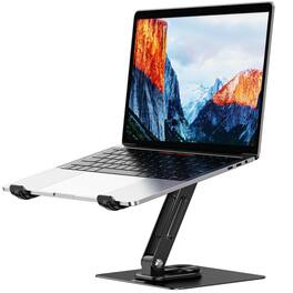 HongFei - LS12 Laptop Stand with 360° Rotating Base, Ergonomic Adjustable Notebook Holder, Riser for Air, Pro, Dell, HP, Lenovo - Black