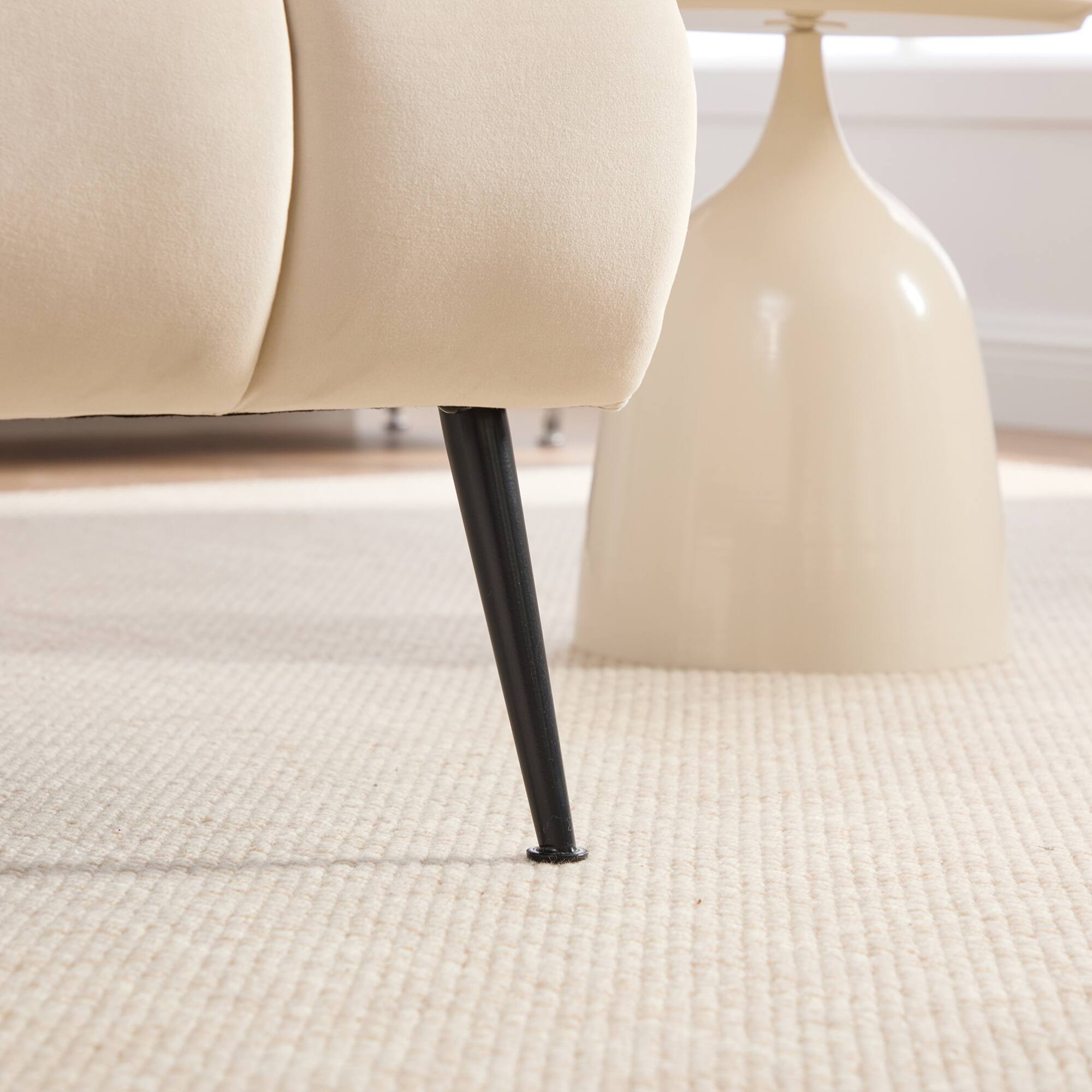 Alt View 4. GOODSILO - Modern Upholstered Armless Accent Chair with Solid Wood Legs for Living Room, Bedroom, and Office - Beige.