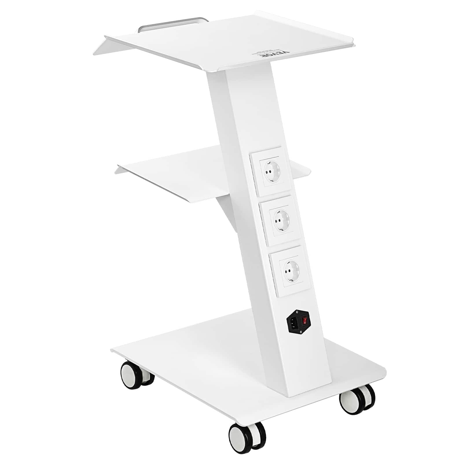 VEVOR - Lab Trolley, 3-Layer Rolling Lab Cart with Built-in Socket, Tray Rolling Clinic Cart with Swivel Wheels, 220lbs Capacity - White price history on PriceWatchPro