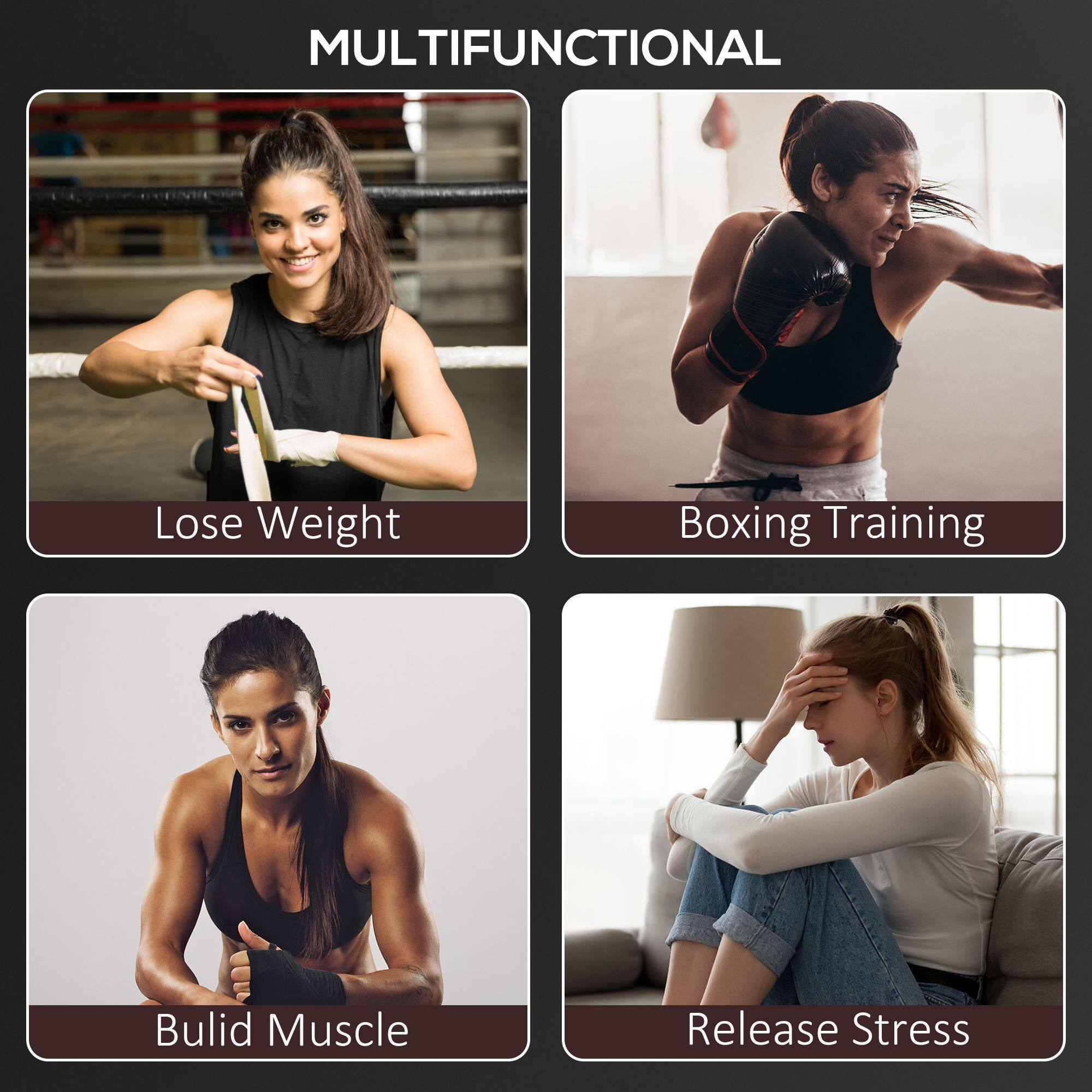 MULTIFUNCTIONAL

- Lose Weight
- Boxing Training
- Build Muscle
- Release Stress