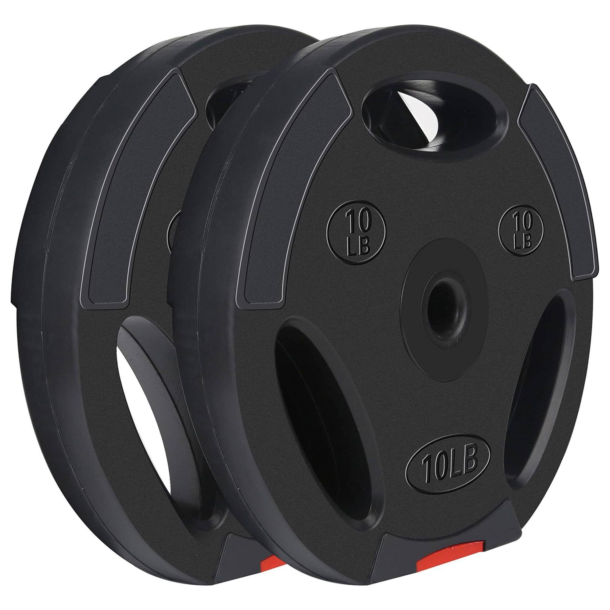 Alt View 1. Signature Fitness - Signature Fitness Standard 10 Pound Coded Olympic Weight Plate, Black (Set of 2) - Black.