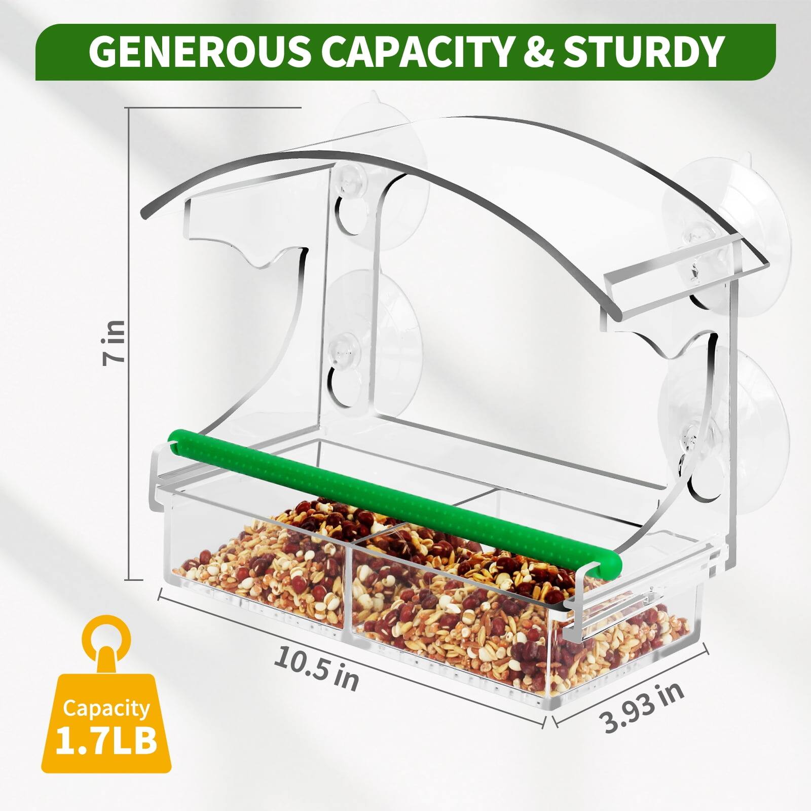 GENEROUS CAPACITY & STURDY

7 in

Capacity 1.7LB

10.5 in

3.93 in