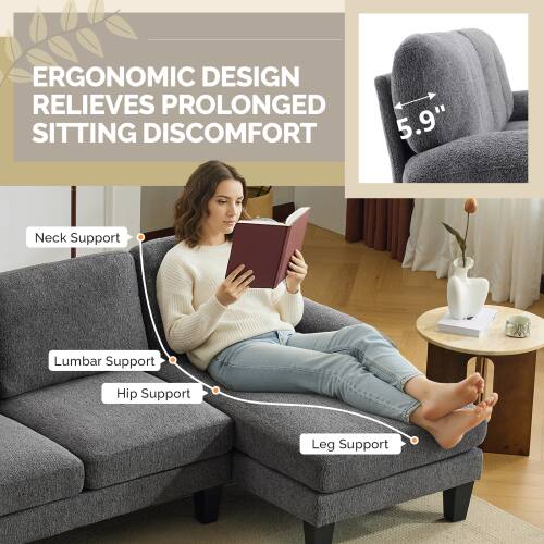 ERGONOMIC DESIGN RELIEVES PROLONGED SITTING DISCOMFORT

- Neck Support
- Lumbar Support
- Hip Support
- Leg Support

5.9"