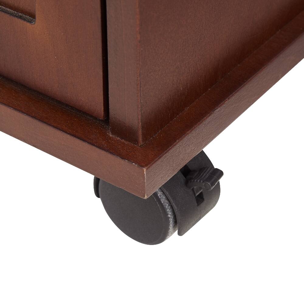 Alt View 10. Loheer - Loheer Powered End Table Narrow Side Table with Charging Station Red Walnut Bedside Table with Wheels - Red Walnut.
