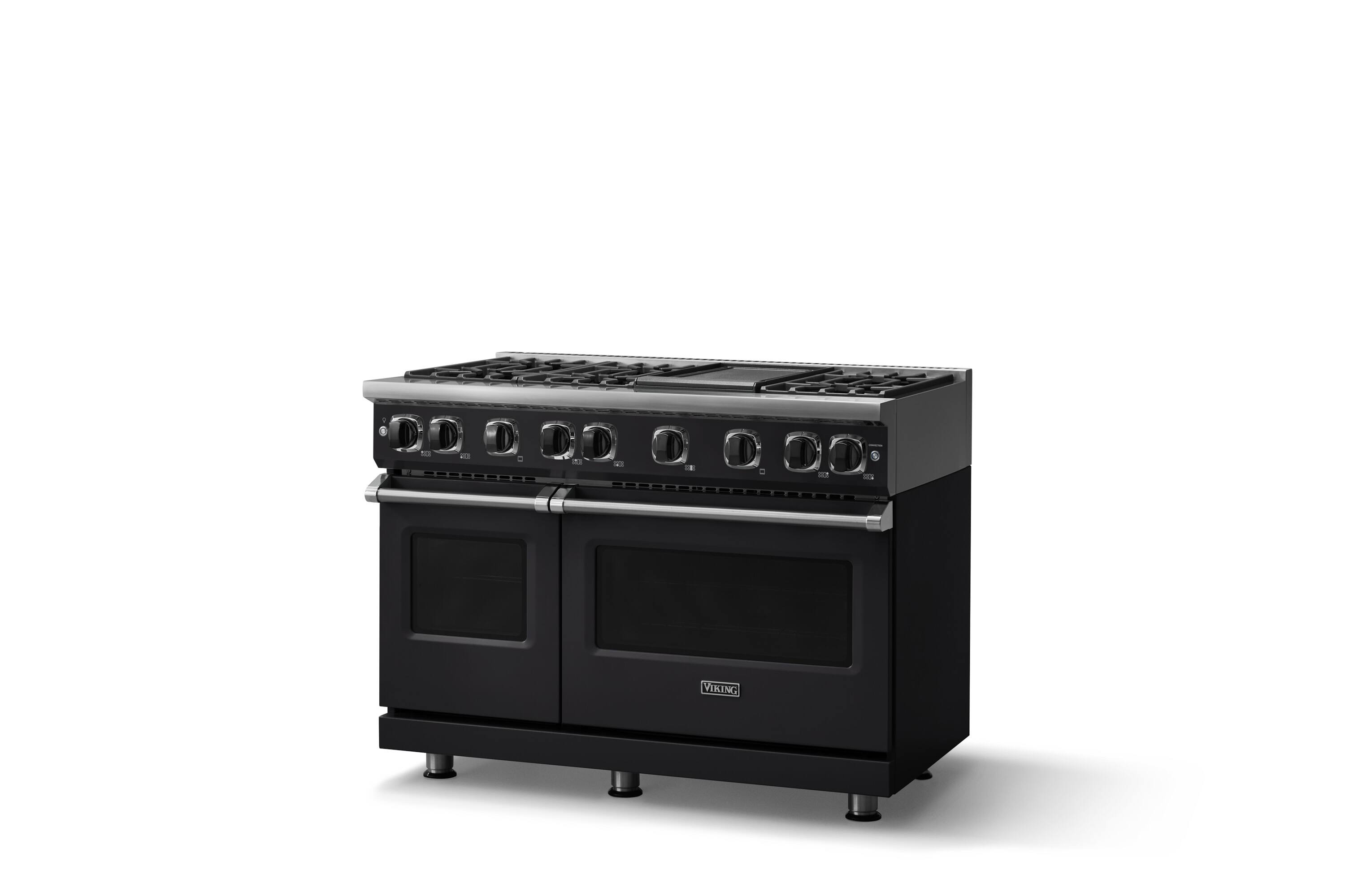 Angle. Viking - 48"W. 7.3 Cu. Ft. Freestanding Sealed 6 Burner Gas Range/Griddle  - Onyx - Onyx.