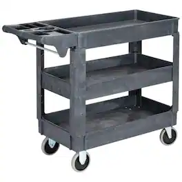 Winado - Multipurpose Rolling 3-Tier Utility Cart Mobile Storage Organizer with 3 Shelves & 550LBS Weight Capacity for Warehouse - Gray