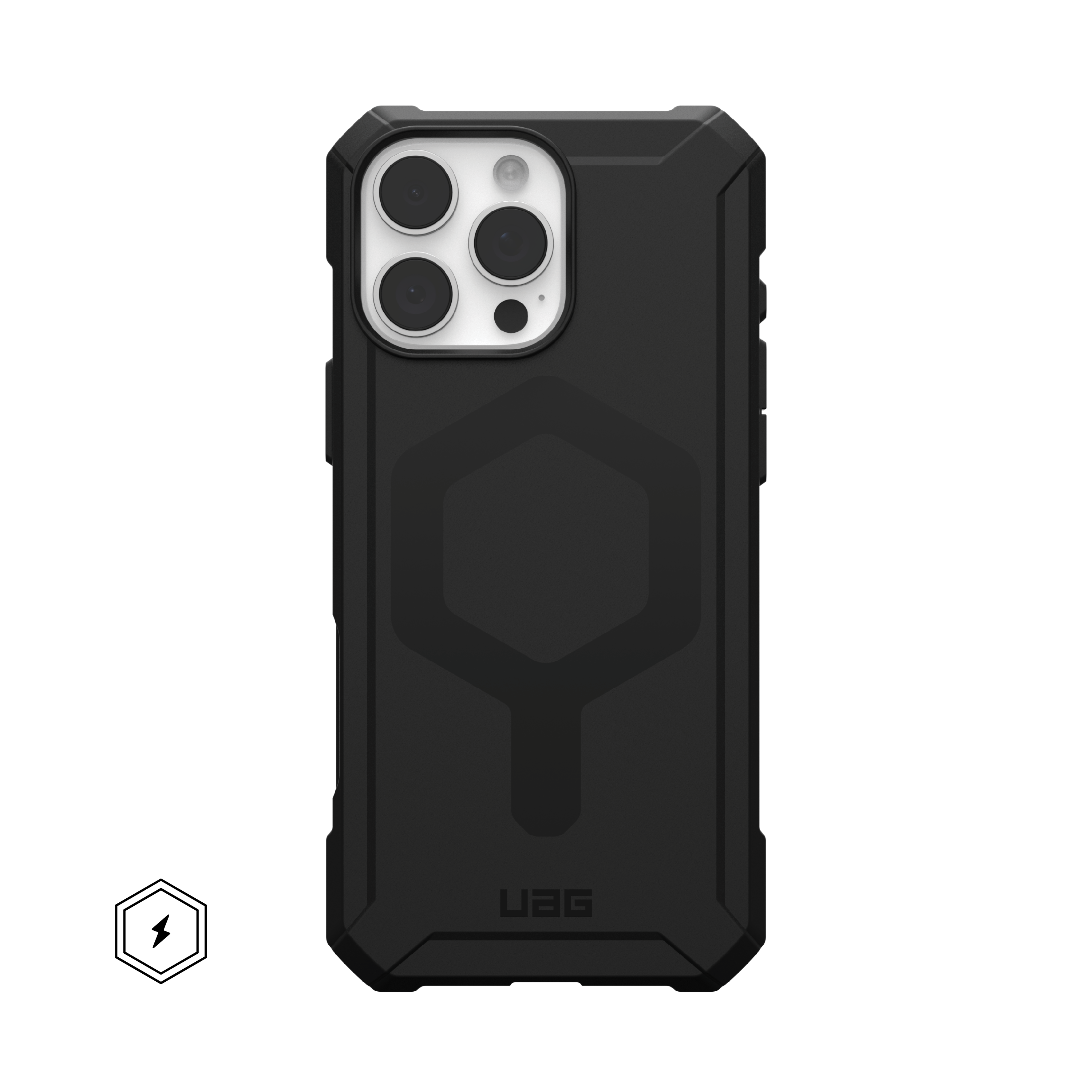 Front. UAG - Essential Armor Series Case with Magsafe for Apple iPhone 16 Pro Max - Black.