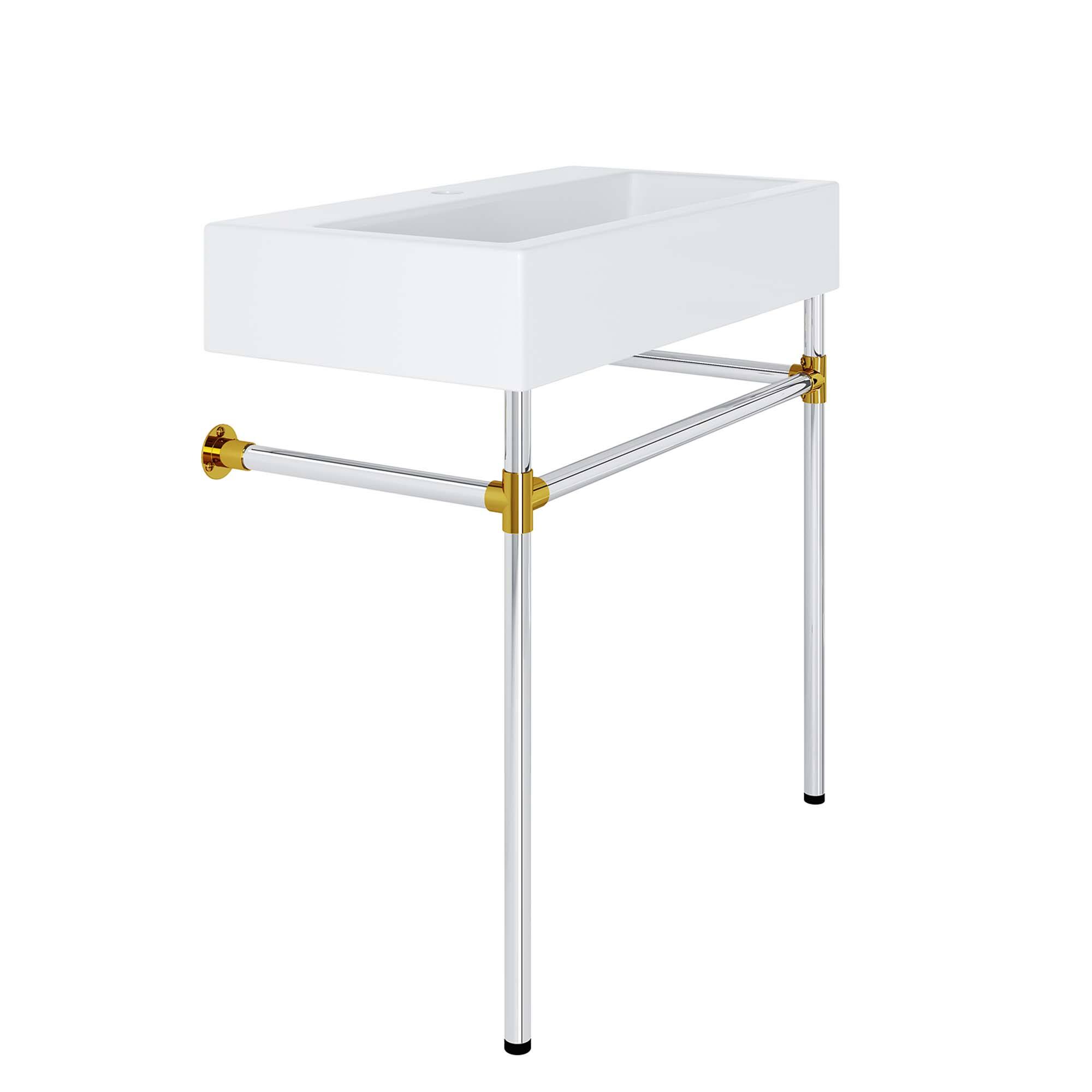 Back. Modway - Redeem Wall-Mount Bathroom Vanity Basin Included - Silver White.