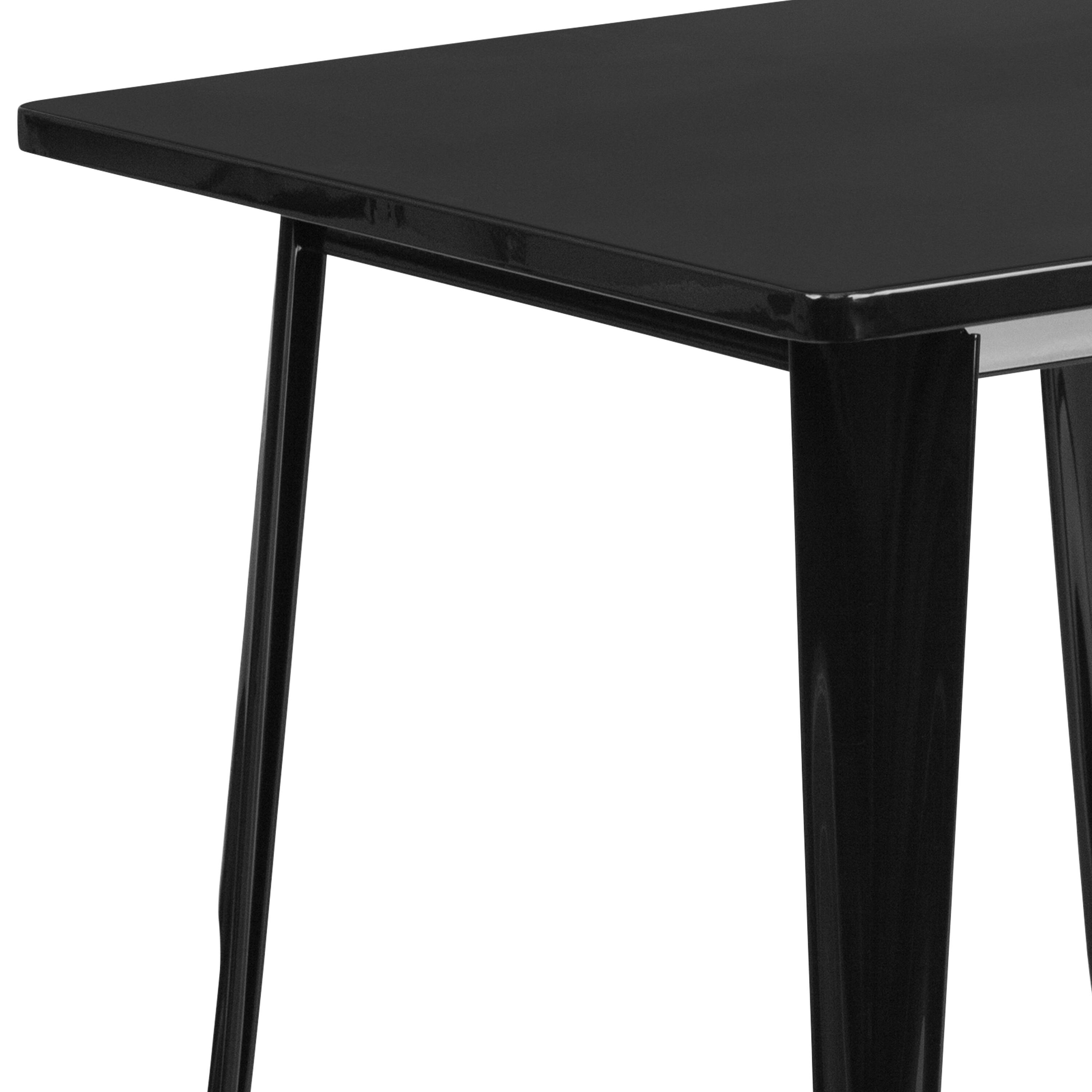 Alt View 5. Emma + Oliver - Commercial Grade 31.5" Square Colorful Metal Indoor-Outdoor Dining Table - Black.